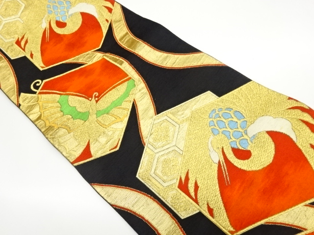JAPANESE FUKURO OBI / WOVEN CRANE & KIKKO PATTERN